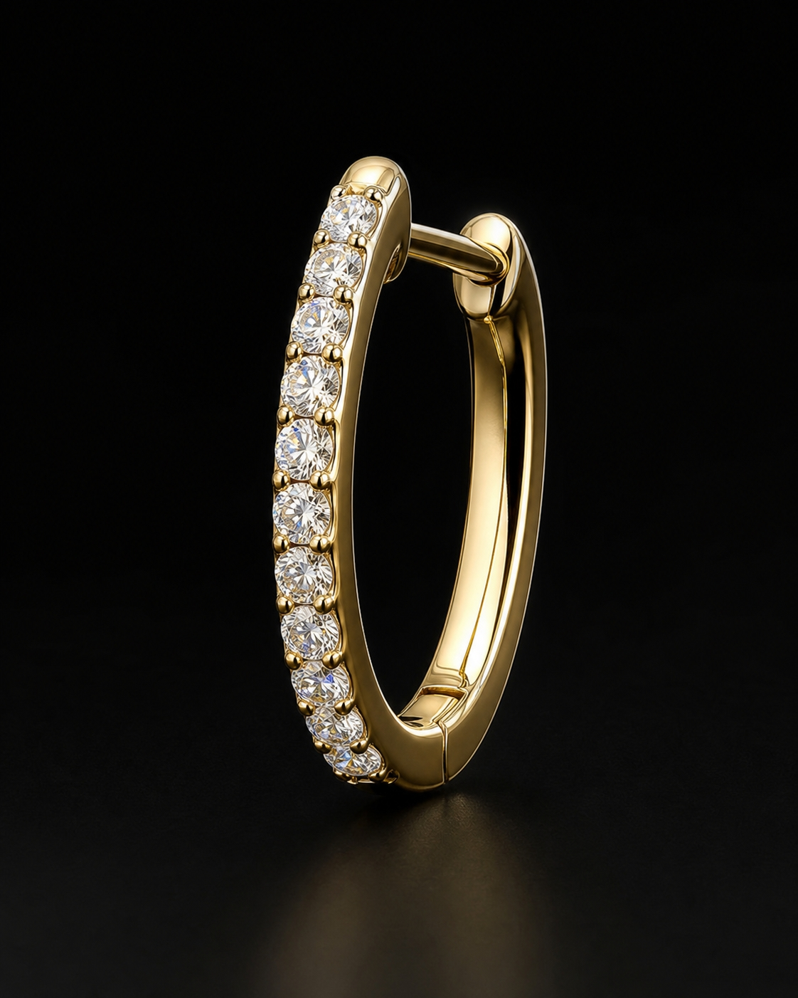 PDF-001 yellow-gold pavé diamond huggie visual