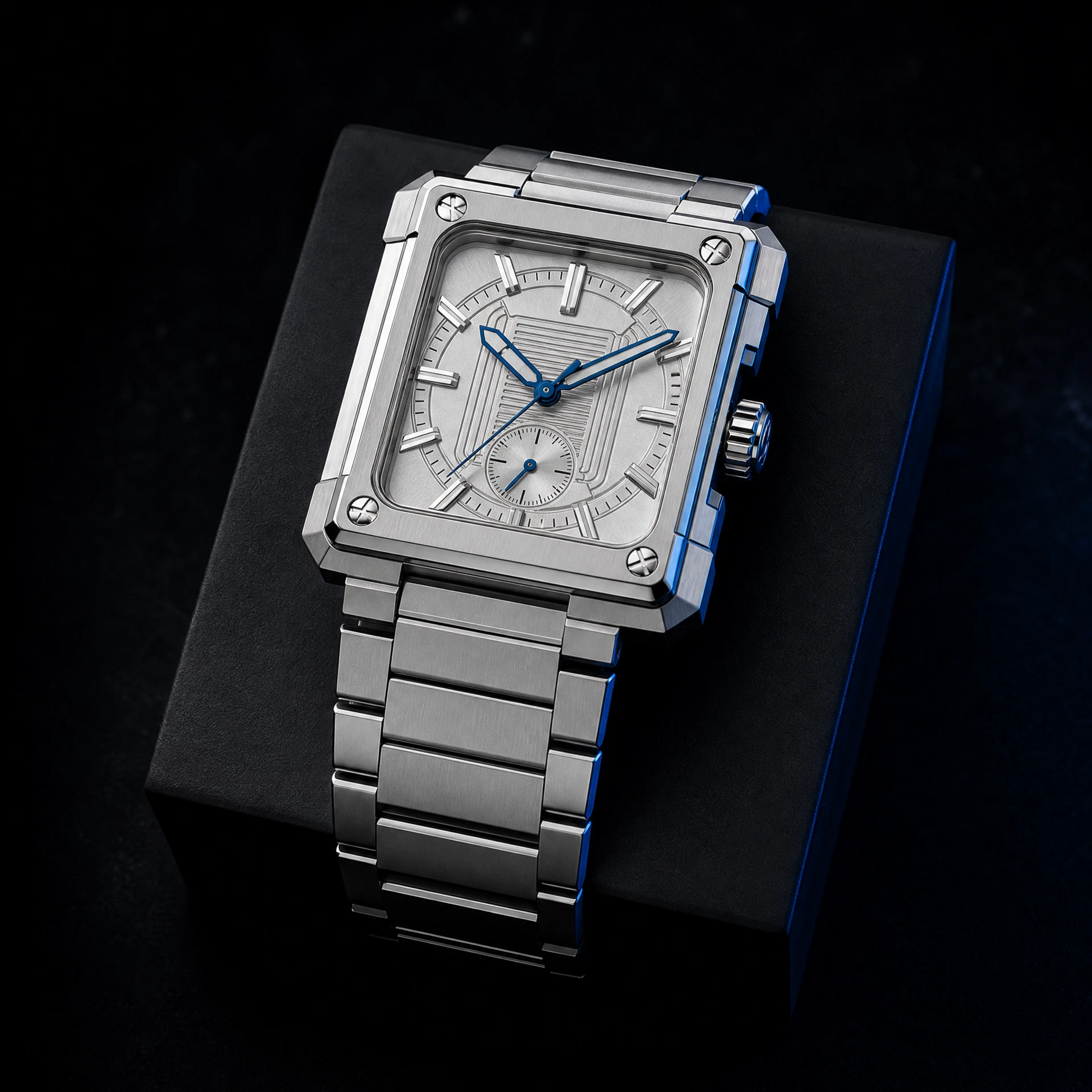 Steel luxury sports watch ready for custom diamond-setting at the Richie Watch Atelier, Dubai