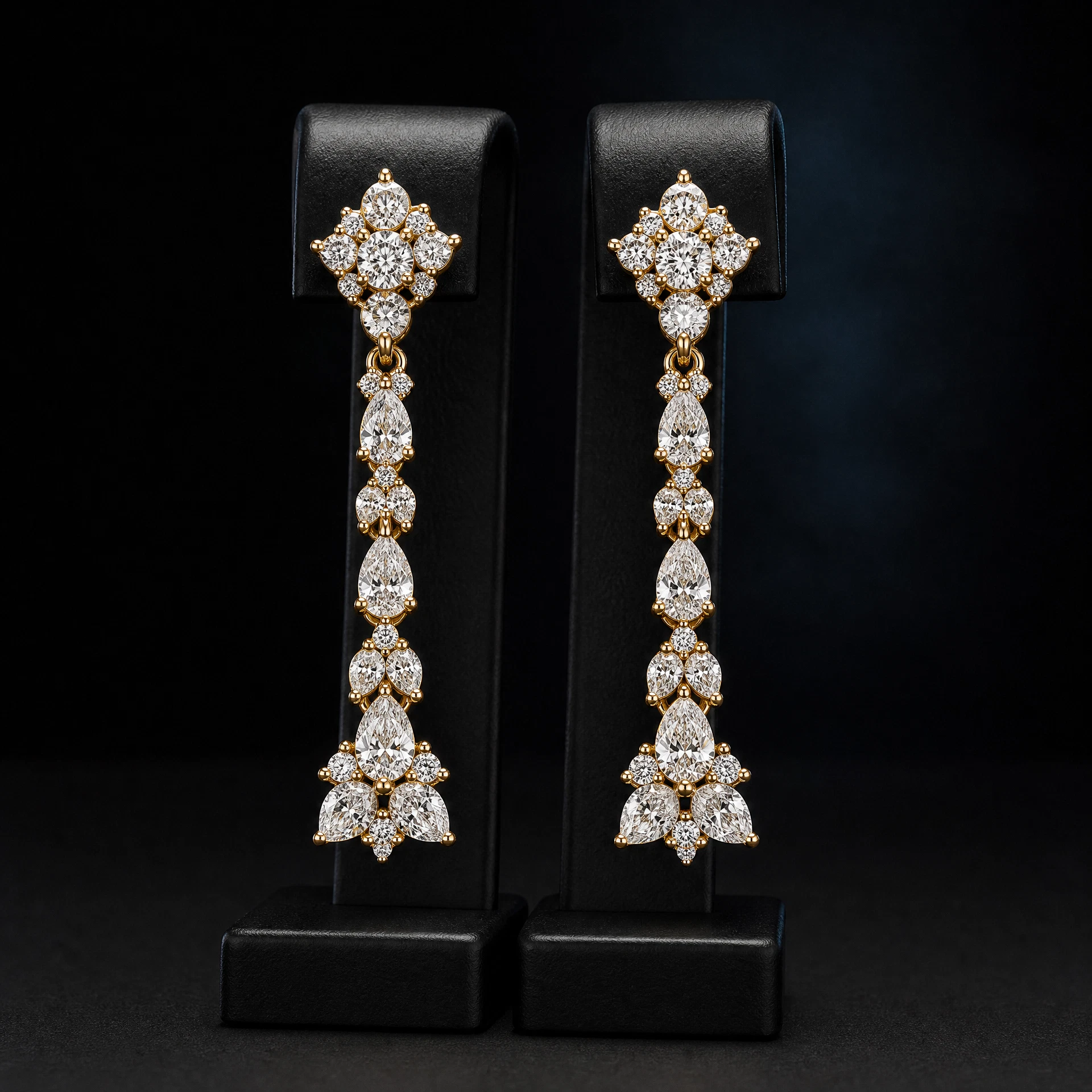 Diamond drop earrings in an 18K gold setting